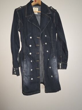 Jou Jou Dark Indigo Denim Trench Coat